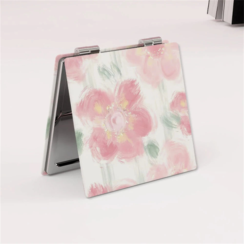 Portable Folding Double-Sided Mini Makeup Mirror | PU Round