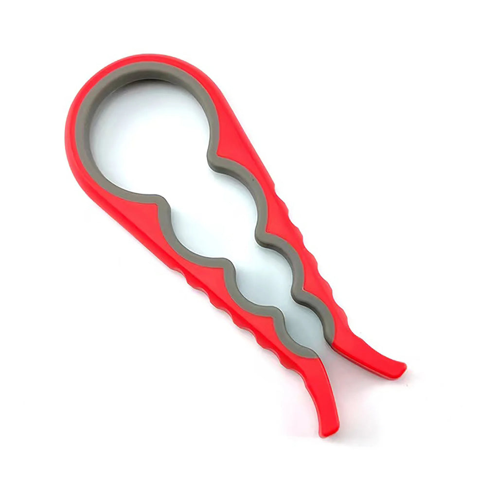 1pc Multifunctional 4-in-1 Jar Opener, Jar Gripper, Lid Opener, Can Opener, Bottle Opener Oasis Select Red