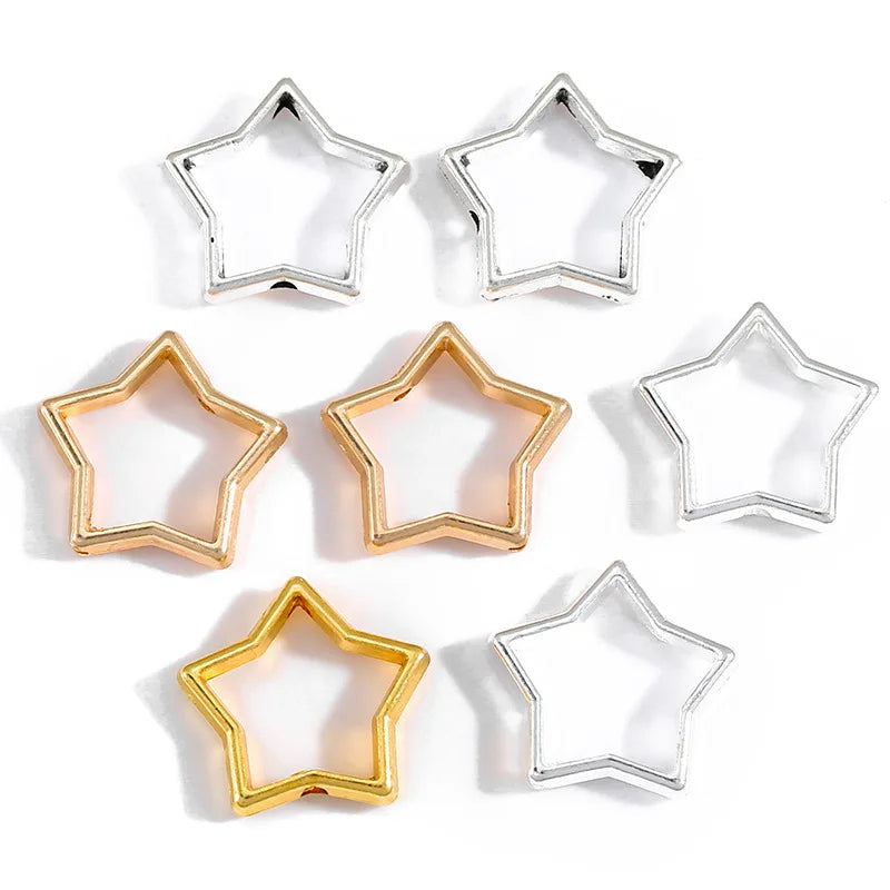 50pcs Flower Star Bead Frames Spacer Beads Double Hole Hollow Connector Link Charms for Jewelry Bracelet Necklace Earring Making Oasis Select