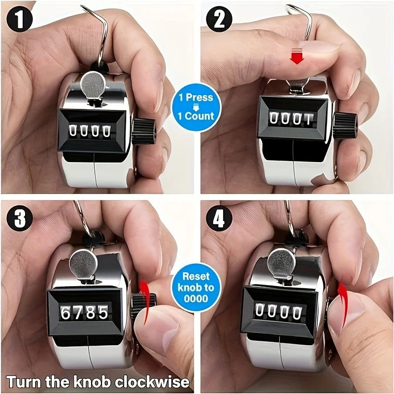 1 Piece of Iron Handheld 4-digit Digital Answer Counter, Non Rechargeable Metal Counter, Used for Counting and Coaching Tools Oasis Select
