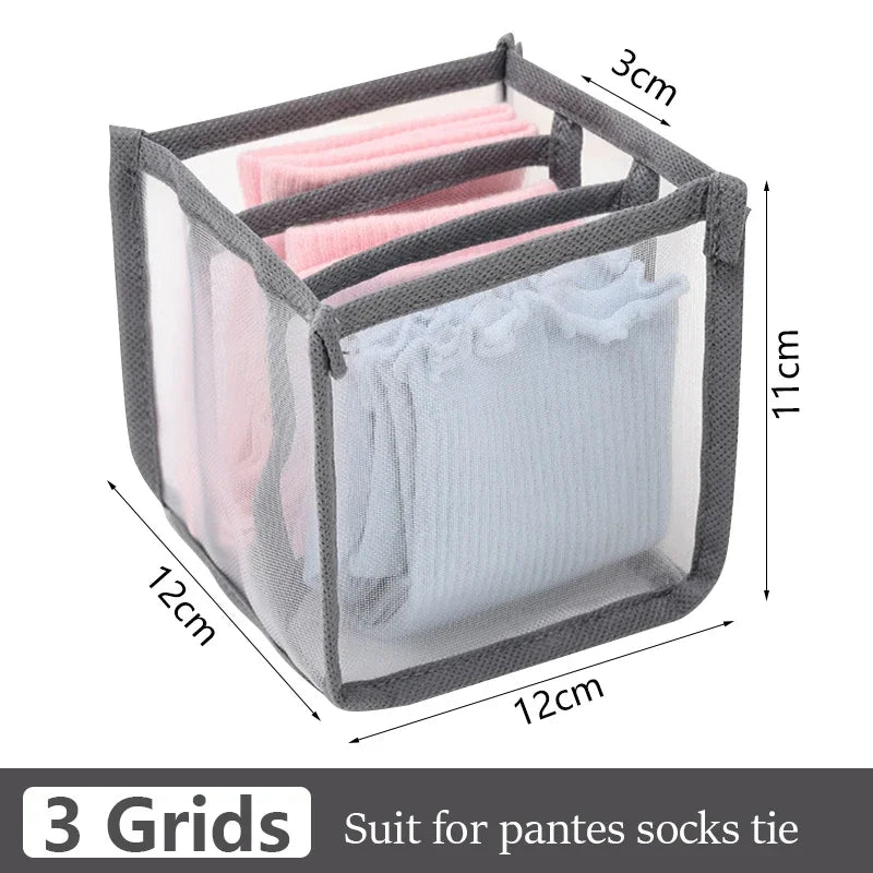 Sports Bra Underwear Organizer Storage Box Panties Socks Storage Boxes Wardrobe Clothes Organizer Cabinet Drawers Separator Box Oasis Select 3grids-gray