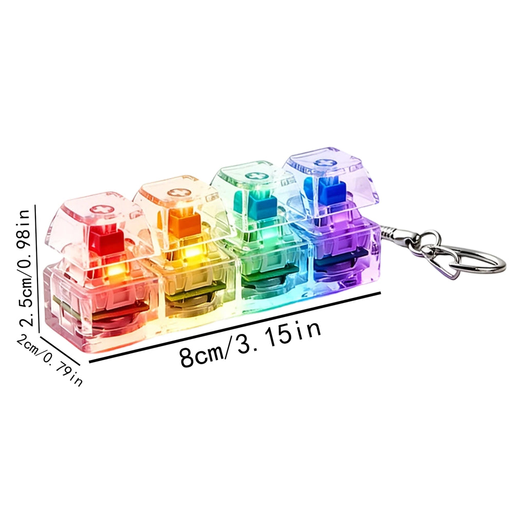 LED Keyboard Keychain Fidget Toys Crystal Clicker Sensory Toy for Stress Relief Keyboard Keychain Fidget Gadget for Adults Kids Oasis Select Transparent