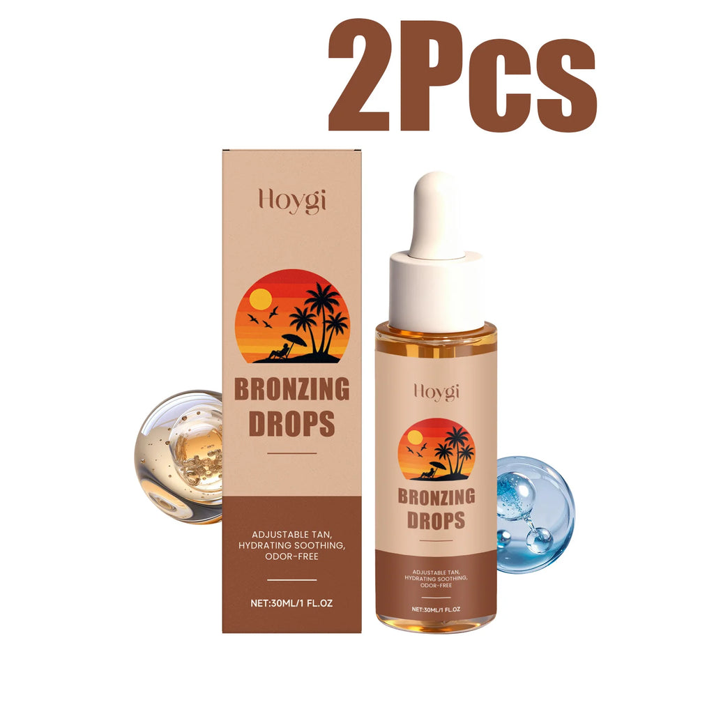 Sunless Tanning Drops Bronzing Drops for Face Gradual Natural-Looking Tan Mixable with Moisturizer Hydrating & Nourishing Vegan Oasis Select 2 x 30ml Boxed