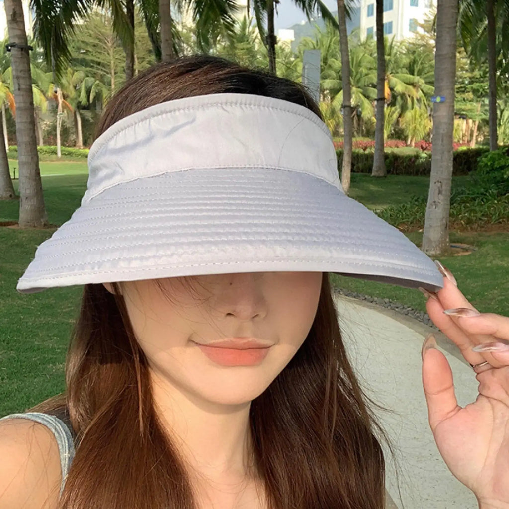 Wide Brim Sun Hat Foldable Anti-UV Beach Visor Caps Hats Ladies Summer Outdoor UV Protection Travel Beach Sport Hiking Caps Oasis Select