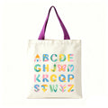 Colorful ABC Print Canvas Tote Bag Large Eco Reusable Shoulder Bag Student Teacher School Shopping Bag Oasis Select Purple 30 40cm