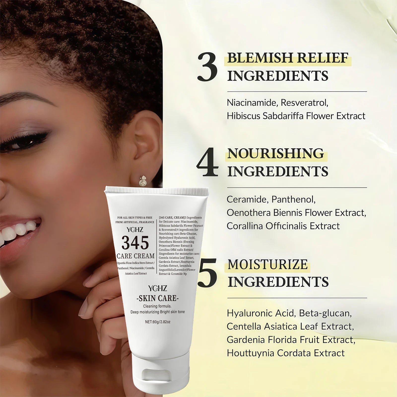 YCHZ 345 Night Face Cream – Hydrating & Brightening | 80g