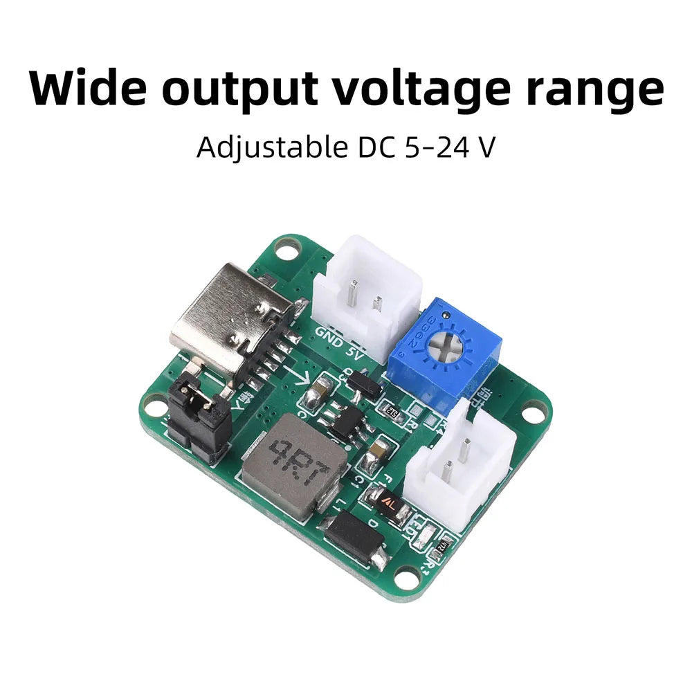 Mini Adjustable Boost Module DC-DC Converter 3-6V Input to 5V 9V 12V or 24V Output Short-Circuit Protection Switch-Controlled Oasis Select
