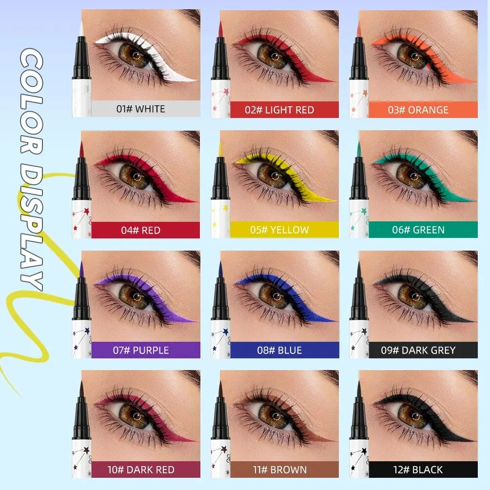 QIBEST Waterproof Liquid Eyeliner Pen – 12 Colors, Matte