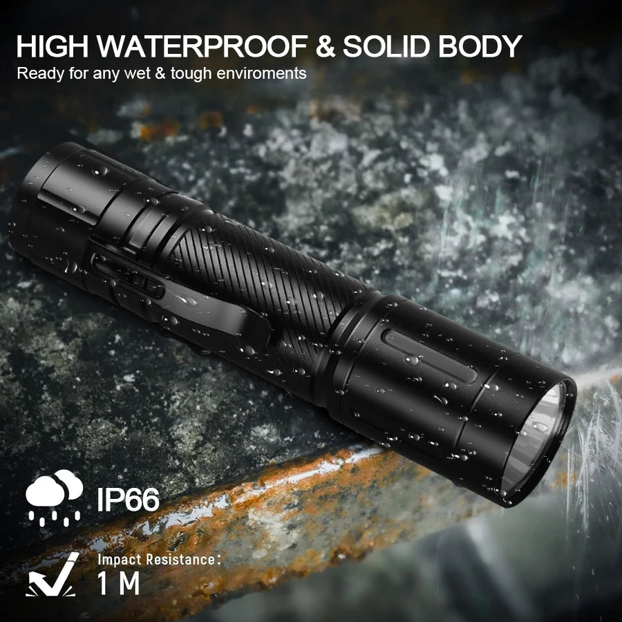 High Power LED Flashlights with Pen Clip Portable Tactical Torch Aluminum Alloys Waterproof Lantern for Outdoor Home Use 21700 Oasis Select