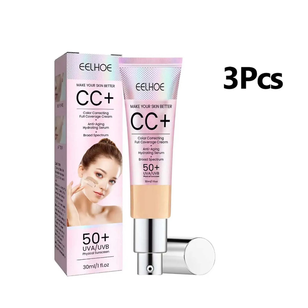 1/2/3pcs CC Cream Foundation Waterproof Brighten Moisturizing Foundation Concealer Oil-Control Long Lasting Spf 50 Makeup Oasis Select 3PCS Medium Skin