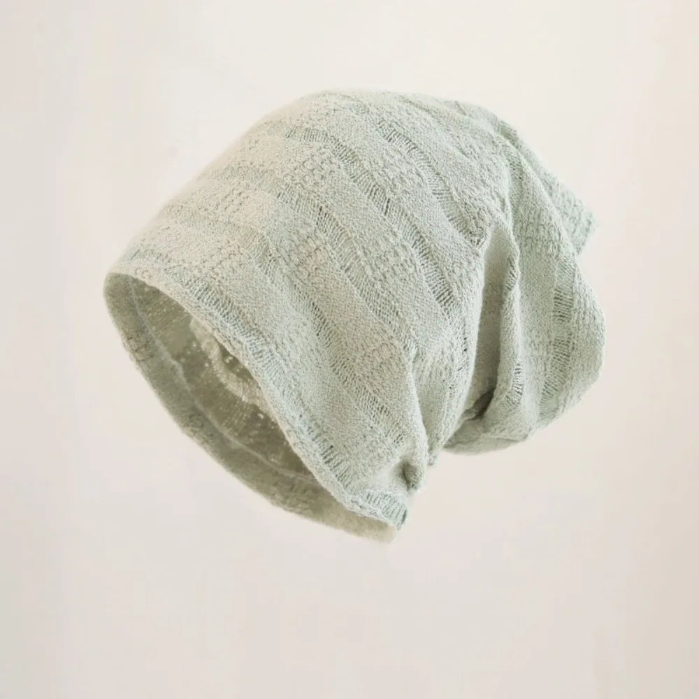 Fashion Korean Style Pullover Hat Thin Breathable Beanies Hat Hollow Design Pullover Style Sunscreen Cap Spring Summer Oasis Select Green