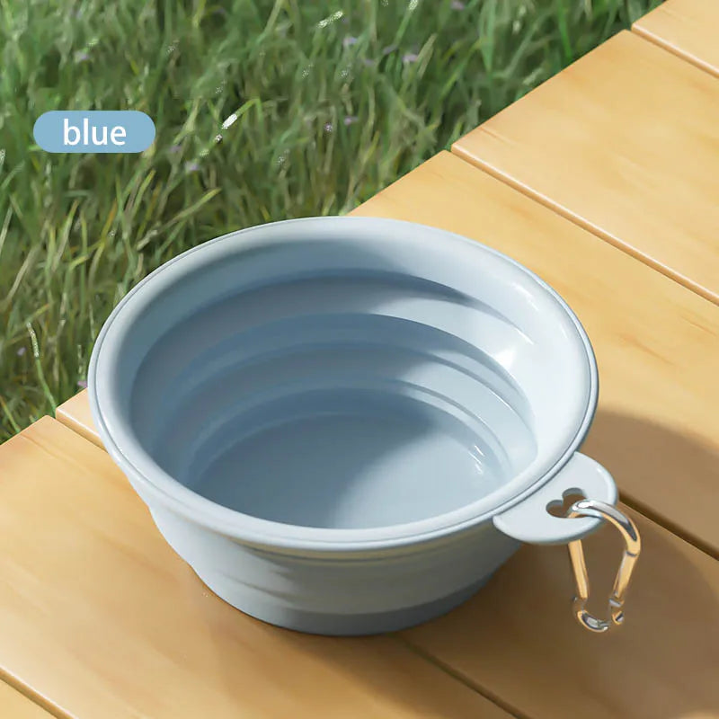 Foldable Silicone Dog Bowl Pet Outdoor Travel Portable Folding Cat Food Water Large Capacity Container Feeding Bowl Pet Supplies Oasis Select blue-2pcs 350ml