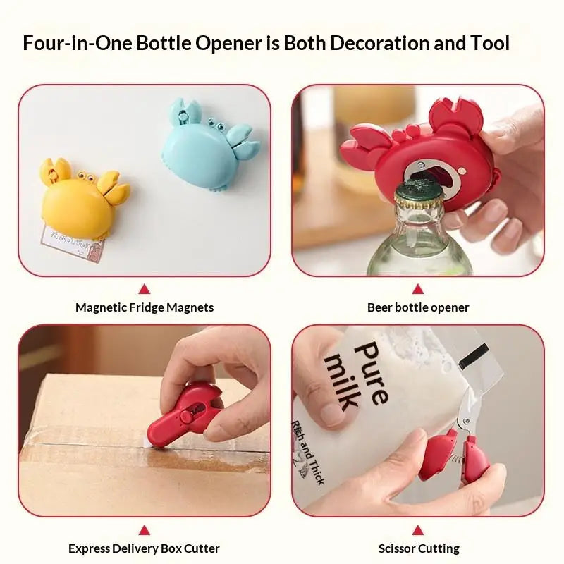 Multi-functional Creative Crab Claw Bottle Opener With Magnetic Fridge Mount Stainless Steel Beer Opener For Kitchen & Bar Decor Oasis Select
