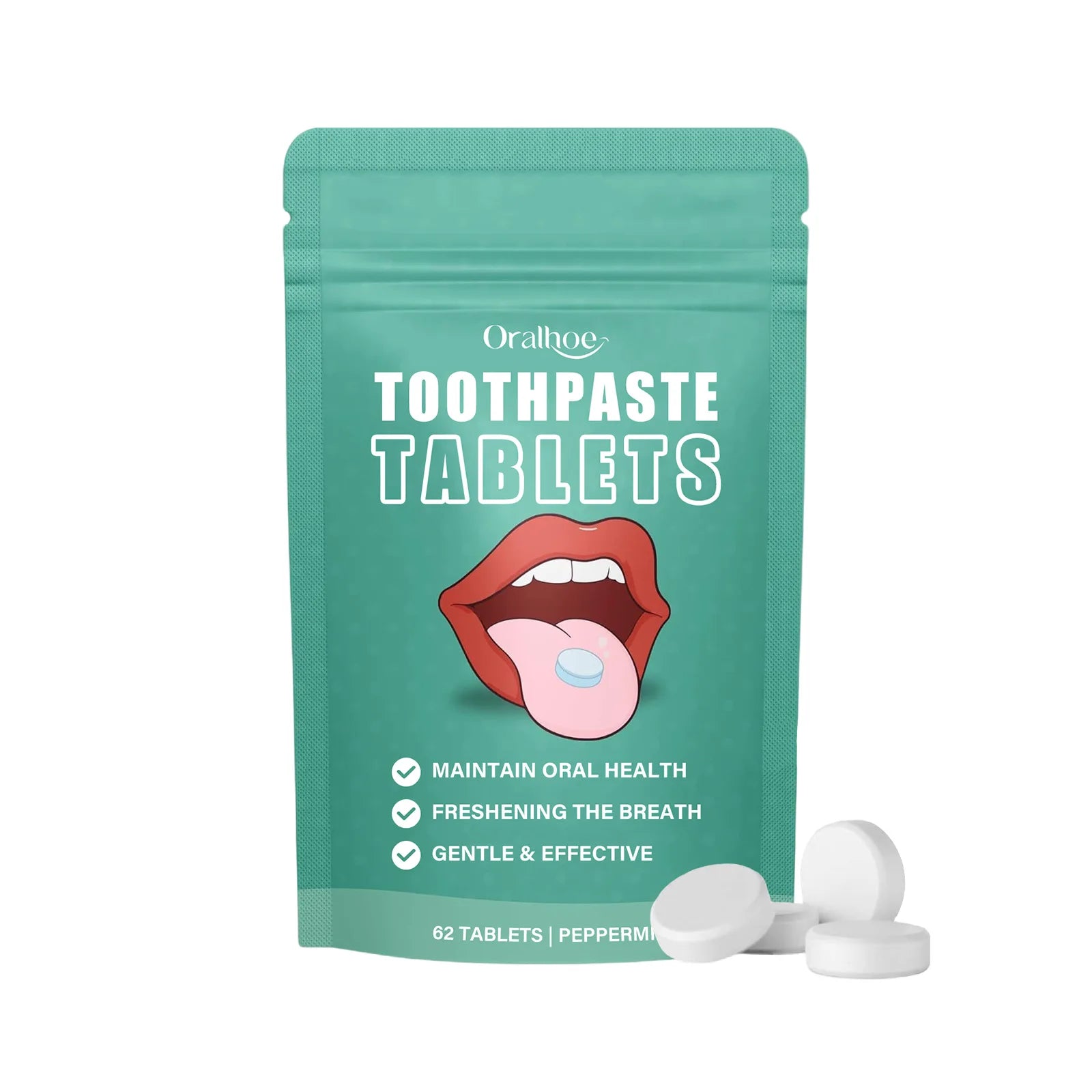 Jasmine Flavors Toothpaste Tablets Improve Bad Breath Remove Smoke Stains Fresh Mouthwash Oral Hygiene Solid Toothpaste Tablets Oasis Select 62pcs