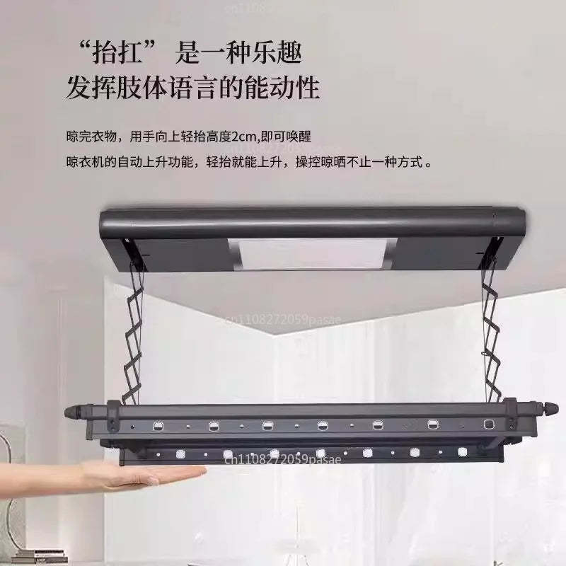 Electric Telescopic Clothes Dryer – Smart Remote 4-Pole Hanger