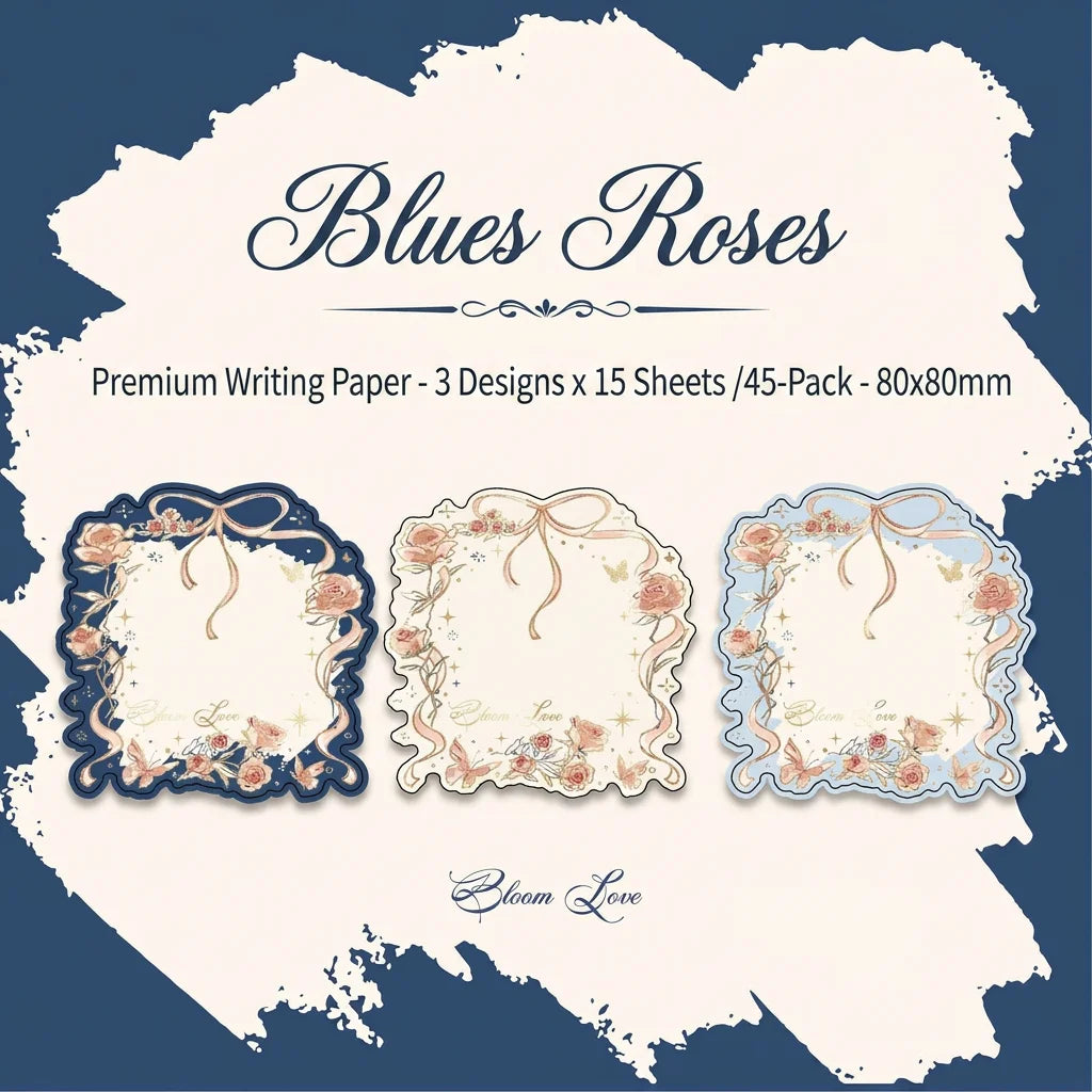 45 Sheets Embossed Gold Foil Decorative Memo Pads Unique Shaped Craft Paper for Scrapbooking Journaling Handcraft Decoration Oasis Select Light Blue-45sheet