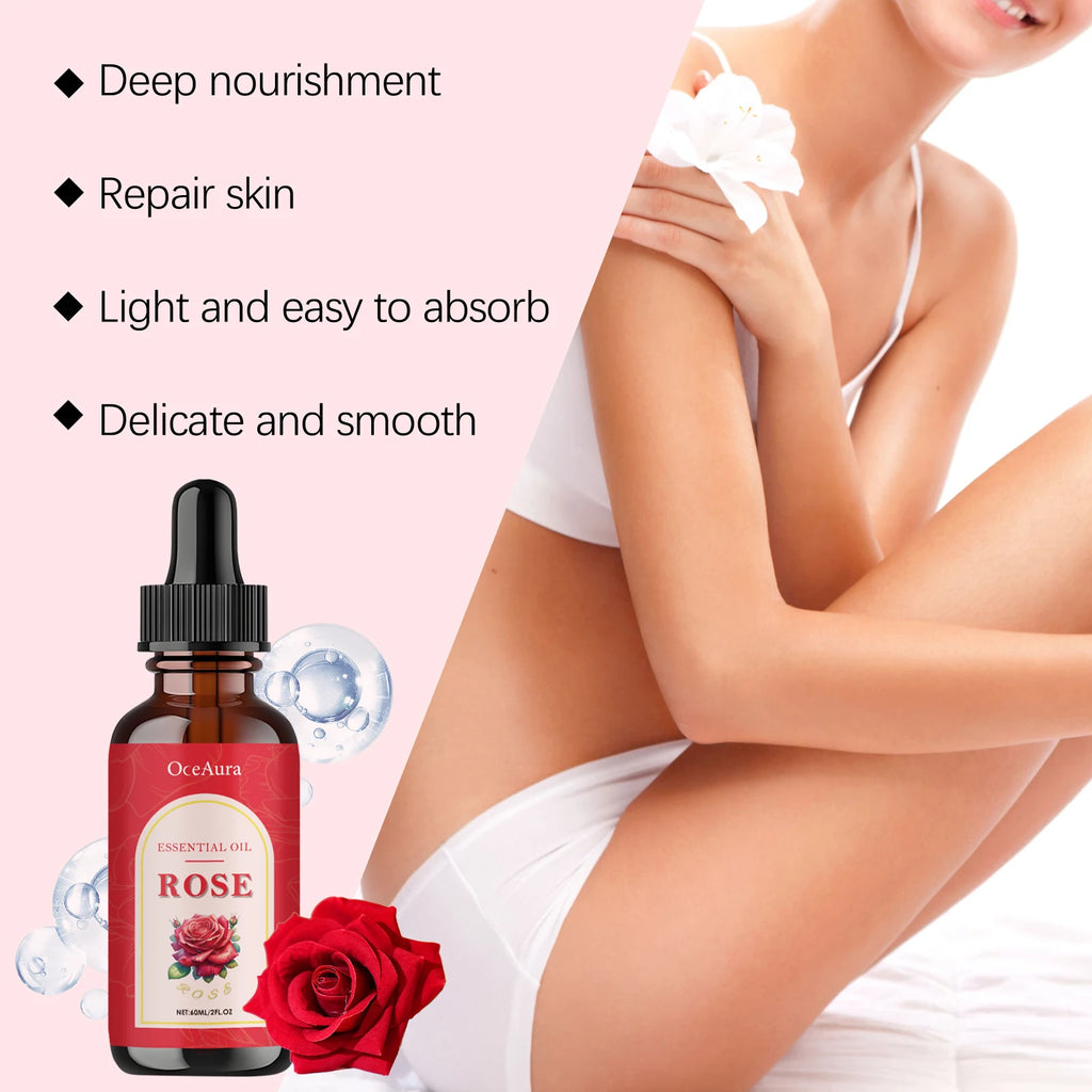 Rose Essential Oil Nourishing Moisturizing Soothing Dryness Skin Soften Delicate Smoothing Massage Essential Oil for Face Body Oasis Select