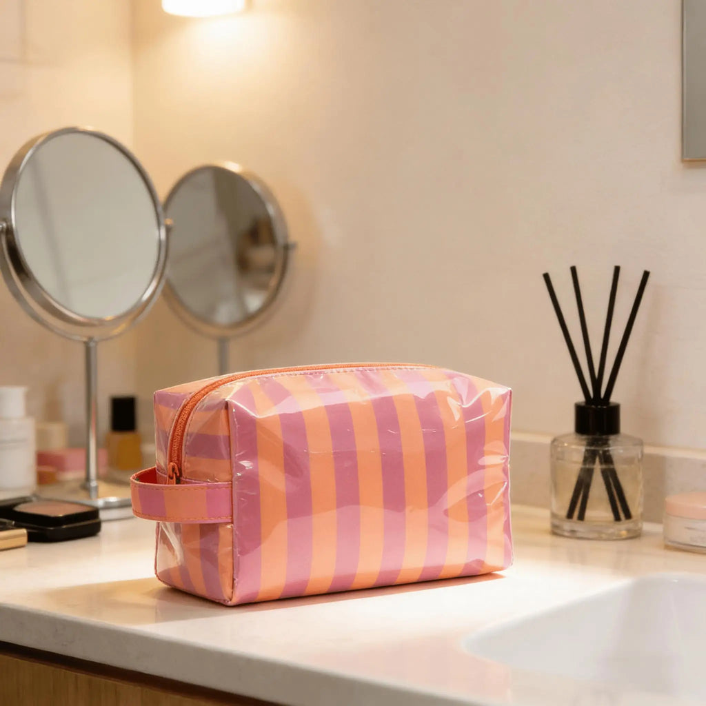 1PC Striped Wash Bag, Women's Makeup Bag Storage and Organizing Bag, Business Travel Storage Bag, Outdoor Swimming Bag Oasis Select