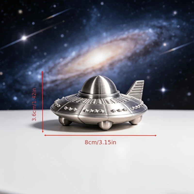Retro Metal Style UFO Figurines 3D Printed Sci-Fi Alien Spaceship Desk Ornaments for Space Enthusiasts Home Office Bedroom Decor Oasis Select Flying saucer