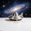 Retro Metal Style UFO Figurines 3D Printed Sci-Fi Alien Spaceship Desk Ornaments for Space Enthusiasts Home Office Bedroom Decor Oasis Select Flying saucer