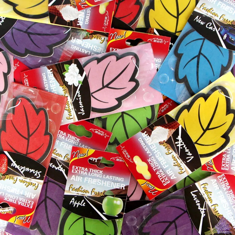 Car Air Freshener Natural Scented Tea Paper Auto Hanging Leaf Shape One-piece Car Decoration Perfume Tablets Freshener 48PCS Oasis Select
