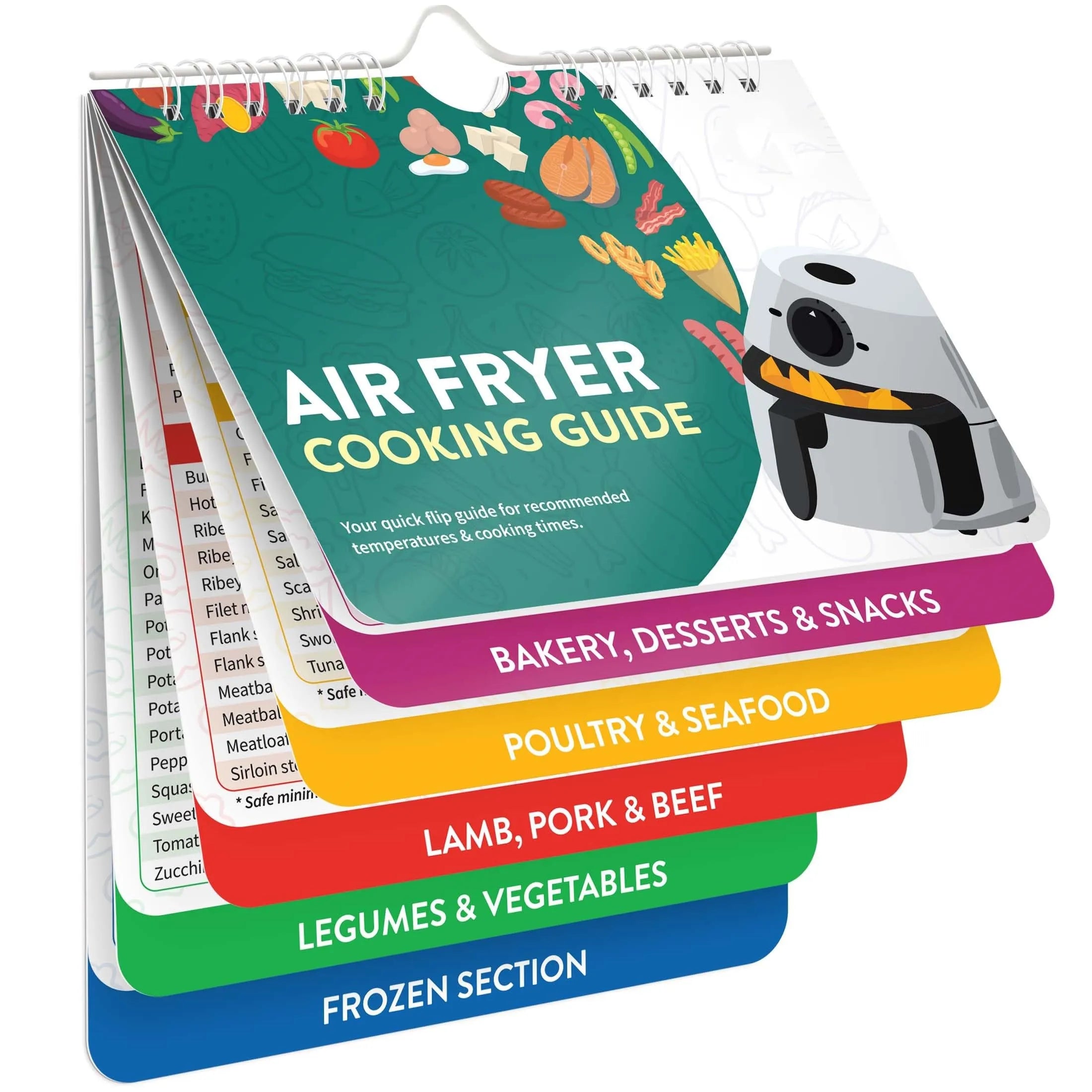 Air Fryer Cookbook Magnetic Cheat Sheet, Guide Booklet, Cookbooks Instant Accessories Oven Cooking Pot Temp Times Chart Oasis Select Air Fryer Guide