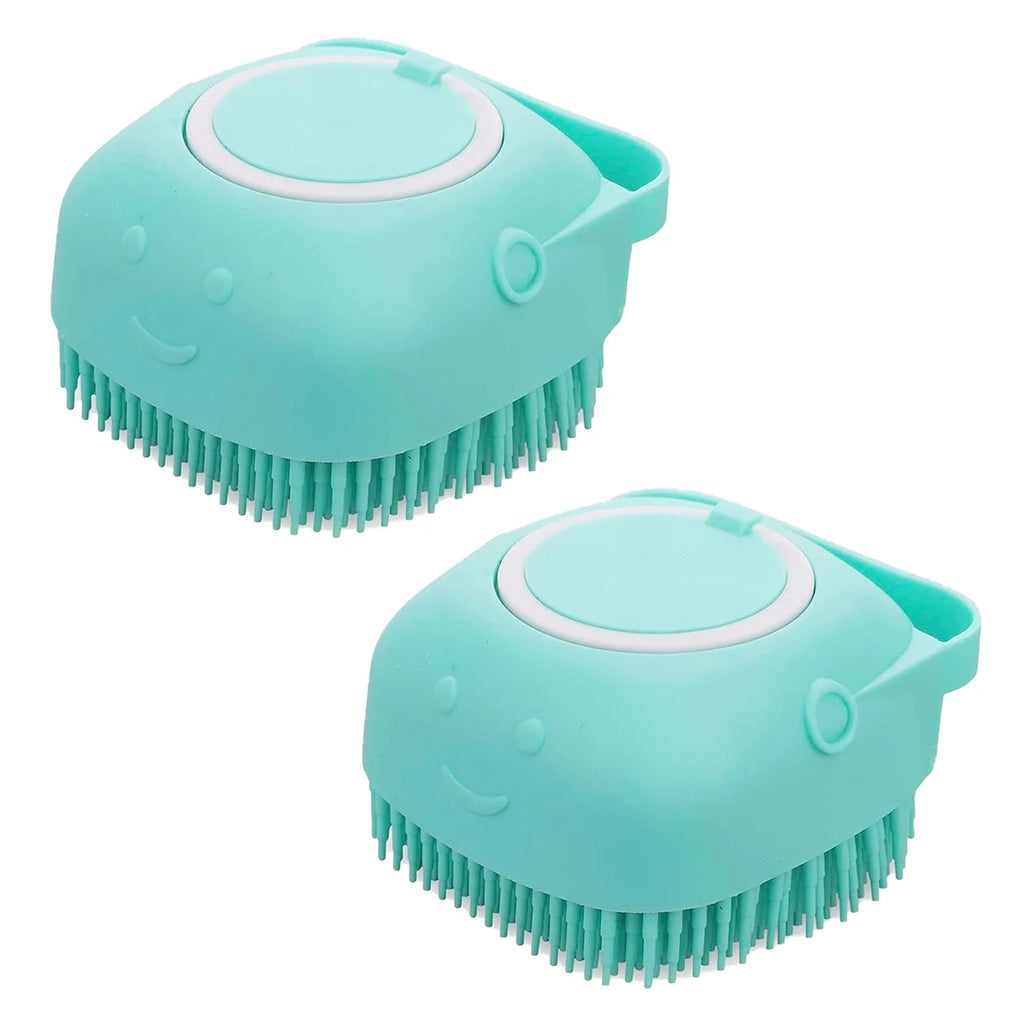 Silicone Pet Bath Brush with Soap Dispenser Soft Massage Dog Cat Scrubber Gentle Exfoliating Shower Grooming Tool Oasis Select 2pcs