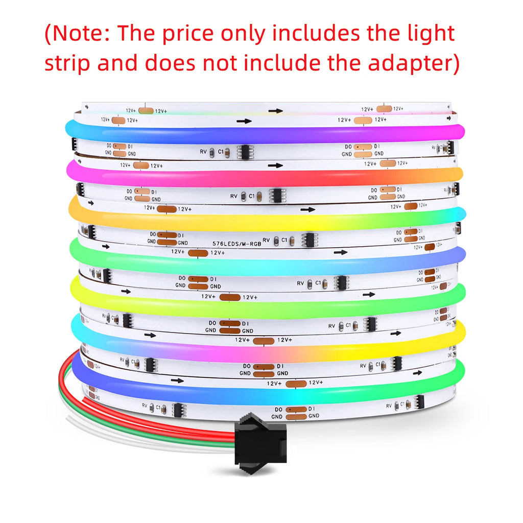 12V Smart Tuya WIFI Light COB RGBIC LED Strip Ambinet Decor Dream Color Flow Water Addressable Immersive Gaming Atmosphere Light Oasis Select Only Lamp No Plug DC 12V 3M Kit