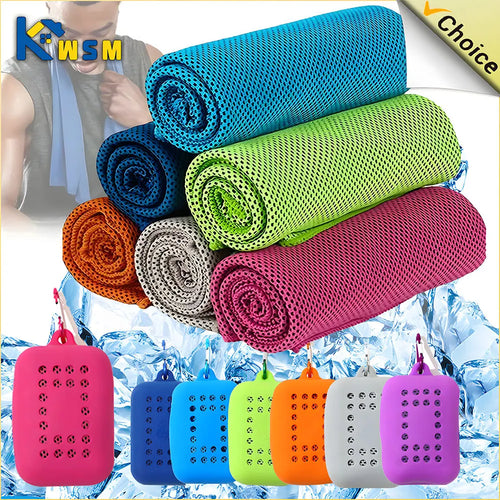 10PCS Portable Mini Silica Gel Set Cold Towel Polyester Fiber Outdoor Cooling Towel Fitness sports gym Run quick Dry Cool Towel Oasis Select