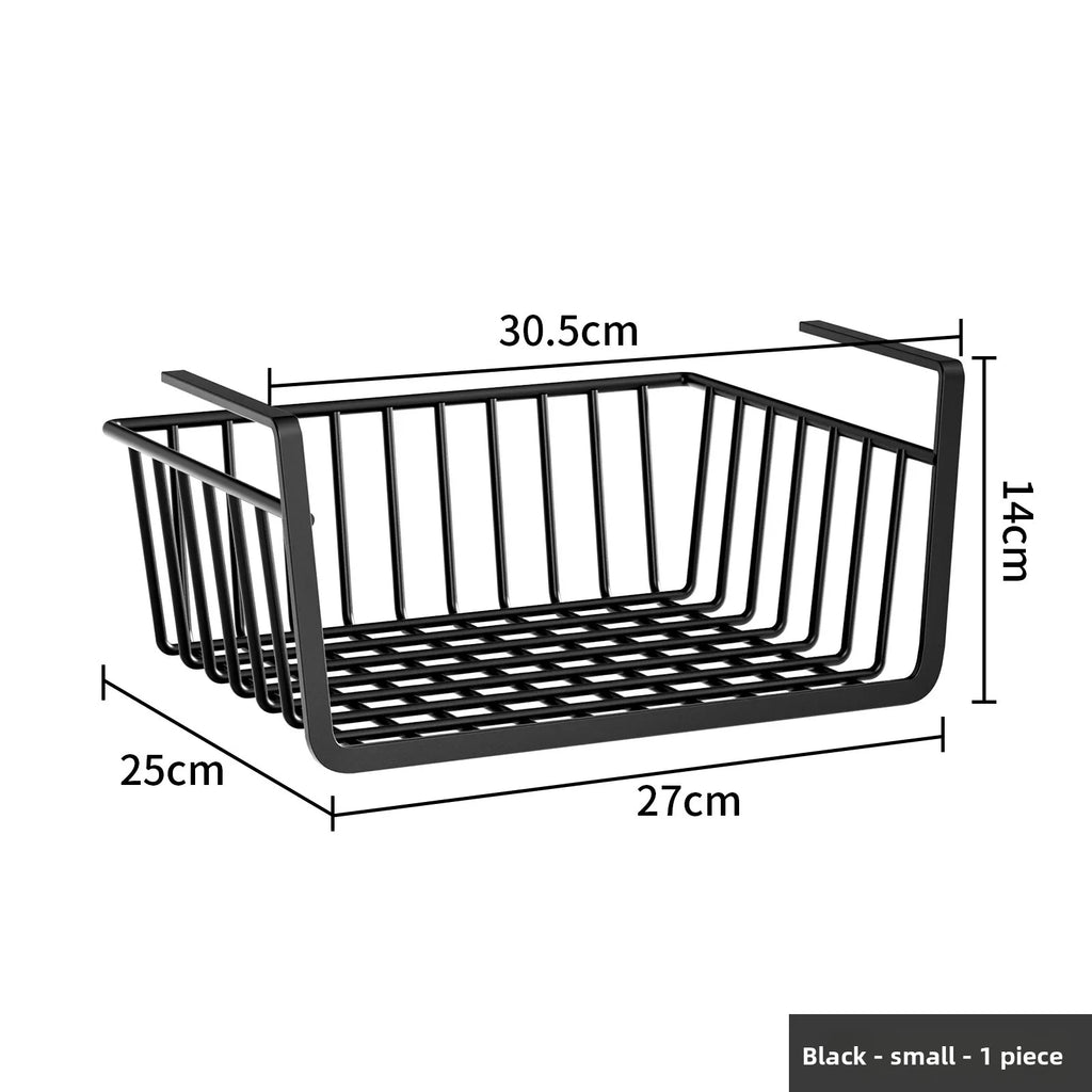 Dormitory Storage Artifact Multifunctional Hanging Seasoning Hanging Basket Layered in Cabinet Hanging Cabinet Lower Hanger Oasis Select Black Small 1PC