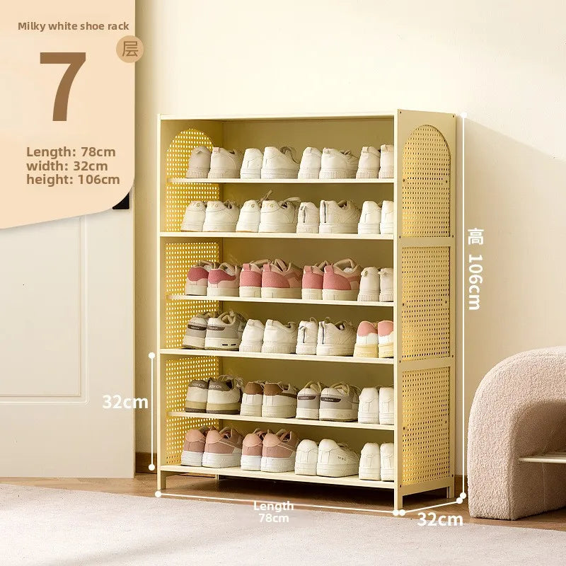 Simple shoe cabinet home door multi-layer baffle shoe rack corridor entrance economical home storage simple shoe cabinet Oasis Select Milk White 7-78