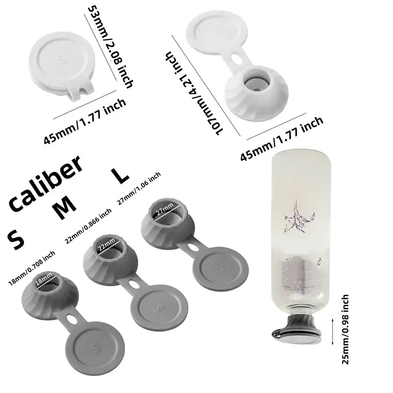 Bottle Emptying Cap Adapter Set Inverted Flip Top Connector in 3 Sizes for Refill Use Shampoo Lotion Cream Travel Containers Oasis Select