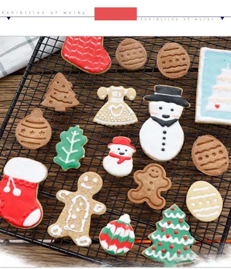 4 Pcs/Set DIY Cartoon Biscuit Mould Cookie Cutter 3D Cartoon Cookie Stamp ABS Plastic Baking Mould Cookie Decorating Tools Oasis Select