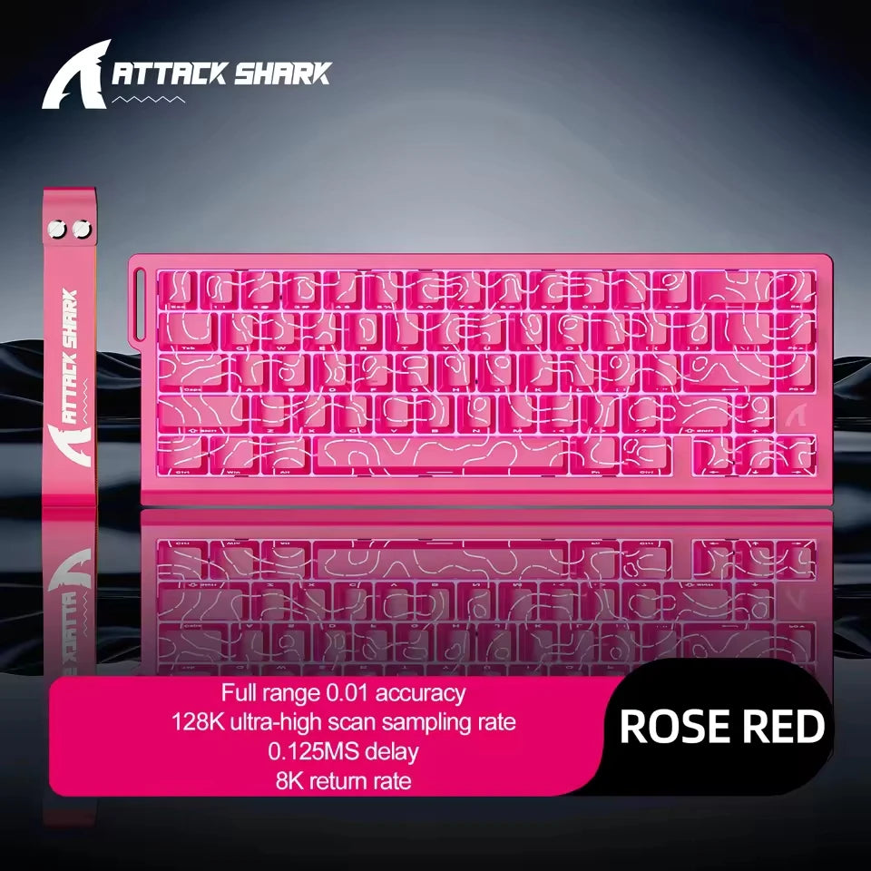 Attack Shark X68HE Magnetic Switch Keyboard | 0.01mm Precision, 0.125ms Low Latency, 8KHz Polling & RGB Customization for Esport Oasis Select X68he Berry red