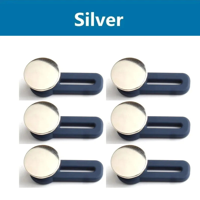 3/6/9pcs Jeans And Pants Button Extenders Universal Wait Expanander For Women And Men Instant Band Extension Solution Oasis Select 6pcs Silver