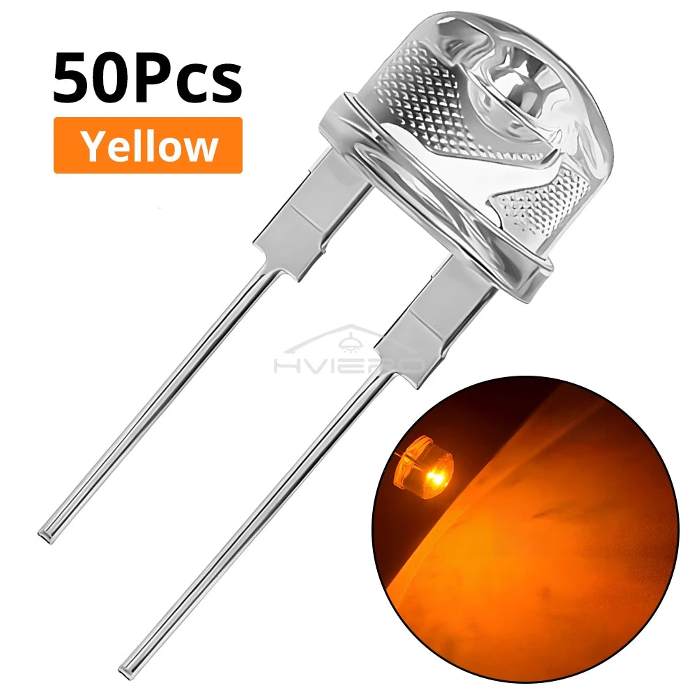 50Pcs 8mm Straw Hat LED Diode Beads – 6 Colors | DIY Lighting