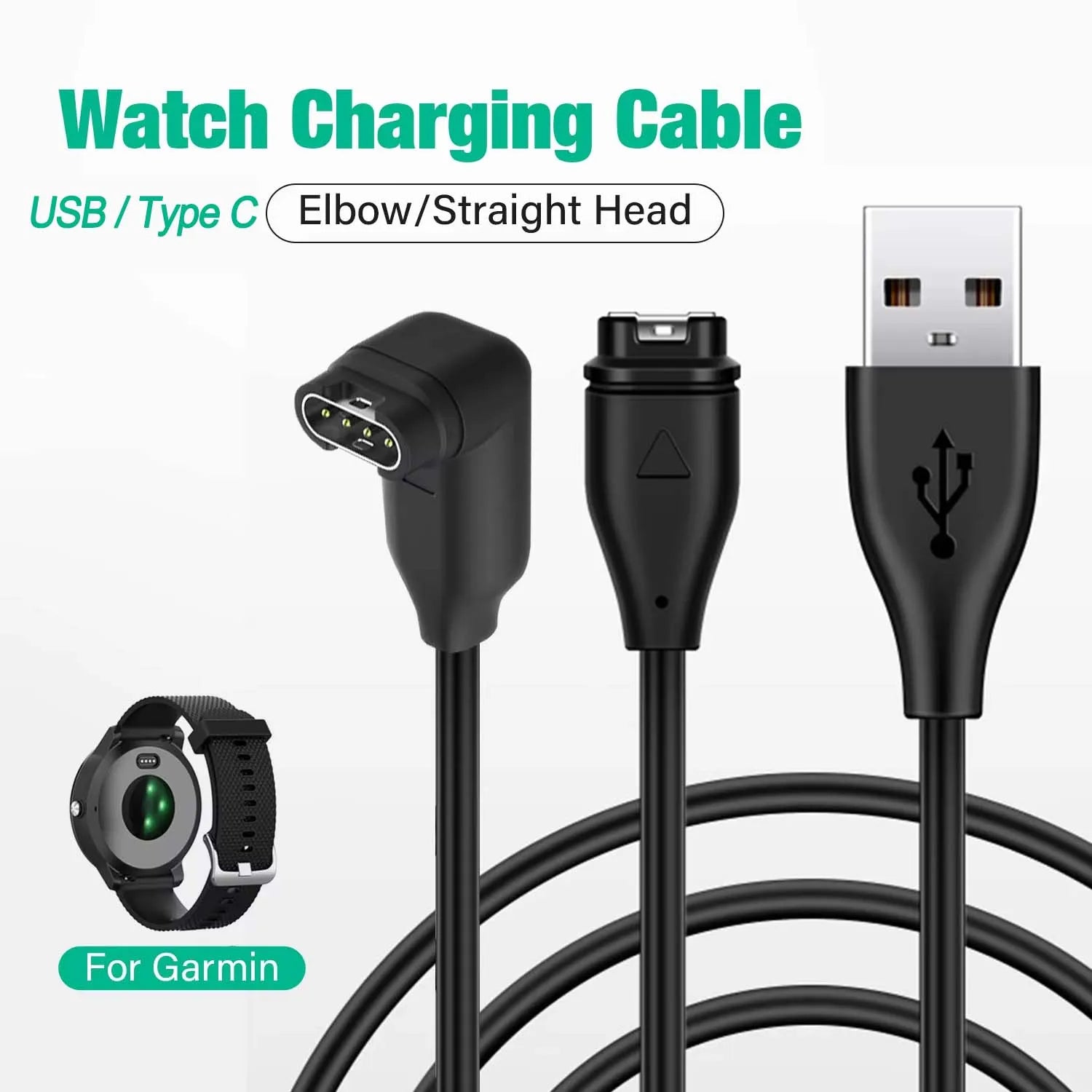 Magnetic USB-A/C Charger Cable for Garmin Fenix 5 6 7 Forerunner Magnetic Charging Cable Oasis Select
