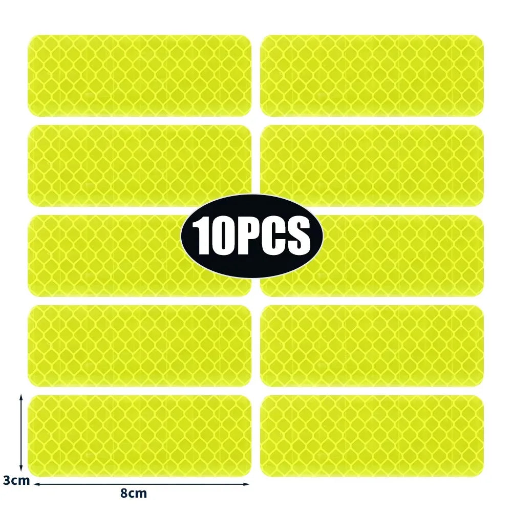 10/20/30pcs Reflective Strips Night Safety Warning Bicycle Motorcycle Stickers Motorbike Helemet Side Panels Decals Decoration Oasis Select 10pcs Yellow