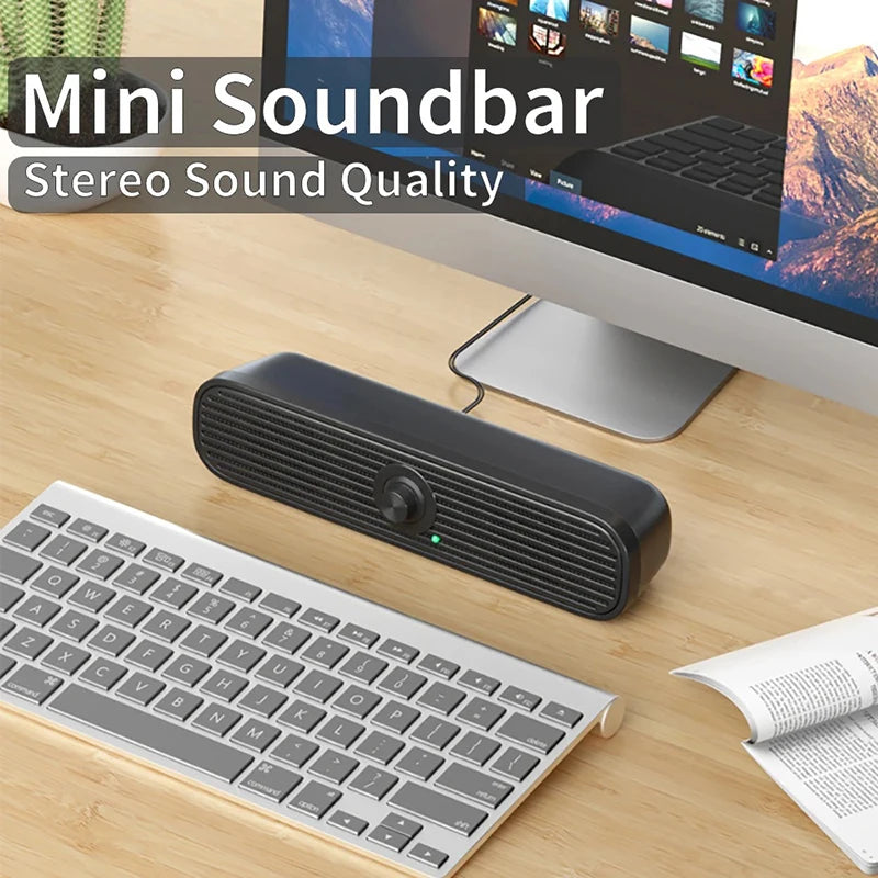 AyeBeau Wired Soundbar Speaker for PC TV Laptop | 2.0 USB Audio