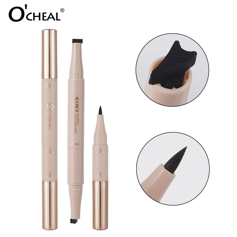 O'CHEAL 3-in-1 Stamp Eyeliner Pen – Waterproof & Long-Lasting