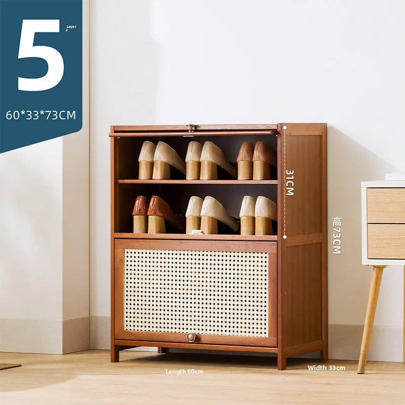 Imitation rattan woven shoe cabinet, simple shoe rack at the door of the home, economical storage, multi-layer dust-proof Oasis Select Five floors 60 long