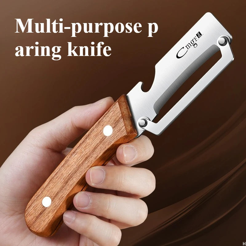 Stainless Steel Peeler with Wooden Handle for Peeling and Slicing Fruits and Vegetables | Durable and Smooth Operation Oasis Select 19cm