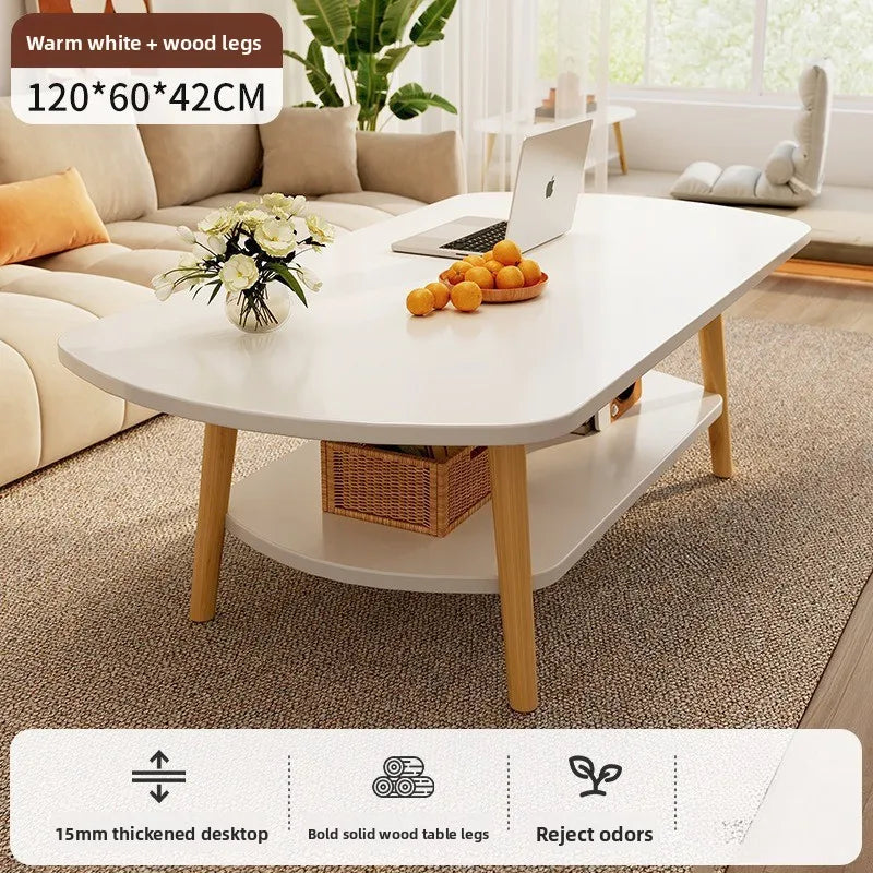 Coffee table living room small apartment multi-functional small tea table Nordic simple homestay double-layer small table Oasis Select B-Y-120CM