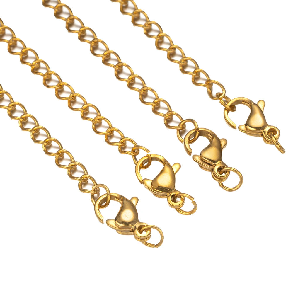 10pcs/Lot Stainless Steel Extension Extended Tail Chains With Lobster Clasps Connector For DIY Bracelet Jewelry Making Supplies Oasis Select