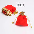 9/18/27pcs elegant red buttoned jewelry bags, 7x9cm, Christmas gifts, New Year gift drawstring, plush bags Oasis Select 7x9cm 27pcs