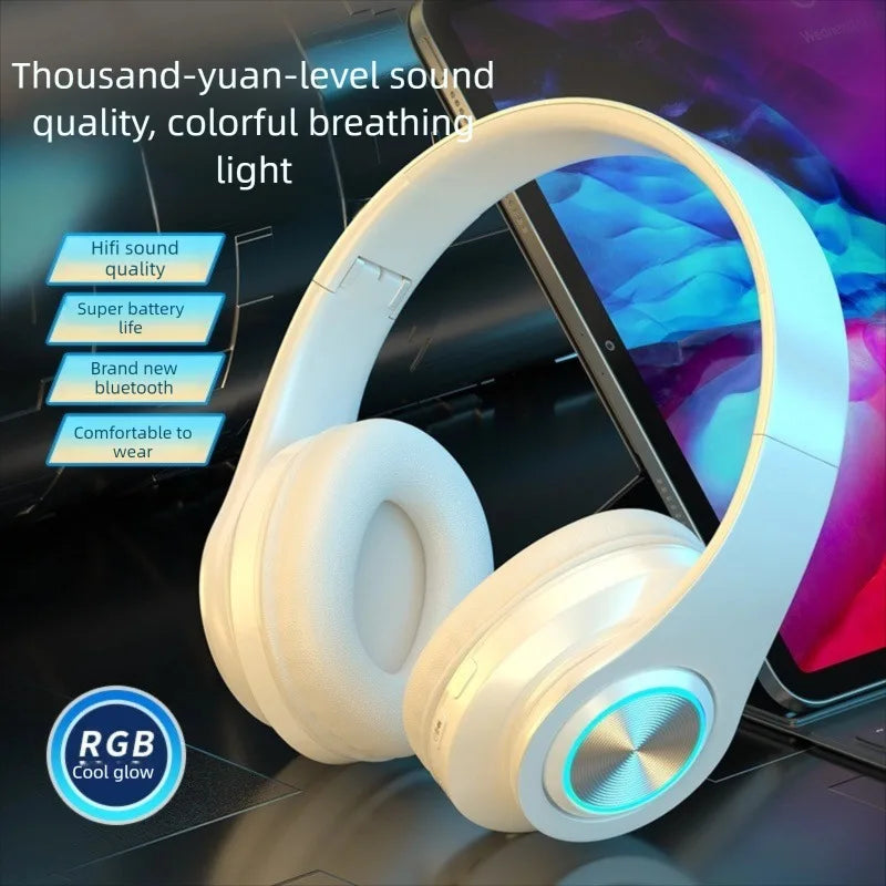 Wireless Bluetooth 5.0 Headphone With Microphone On-Ear Headset Stereo Sound Earphones Sports Gaming Foldable Headphones Game Oasis Select