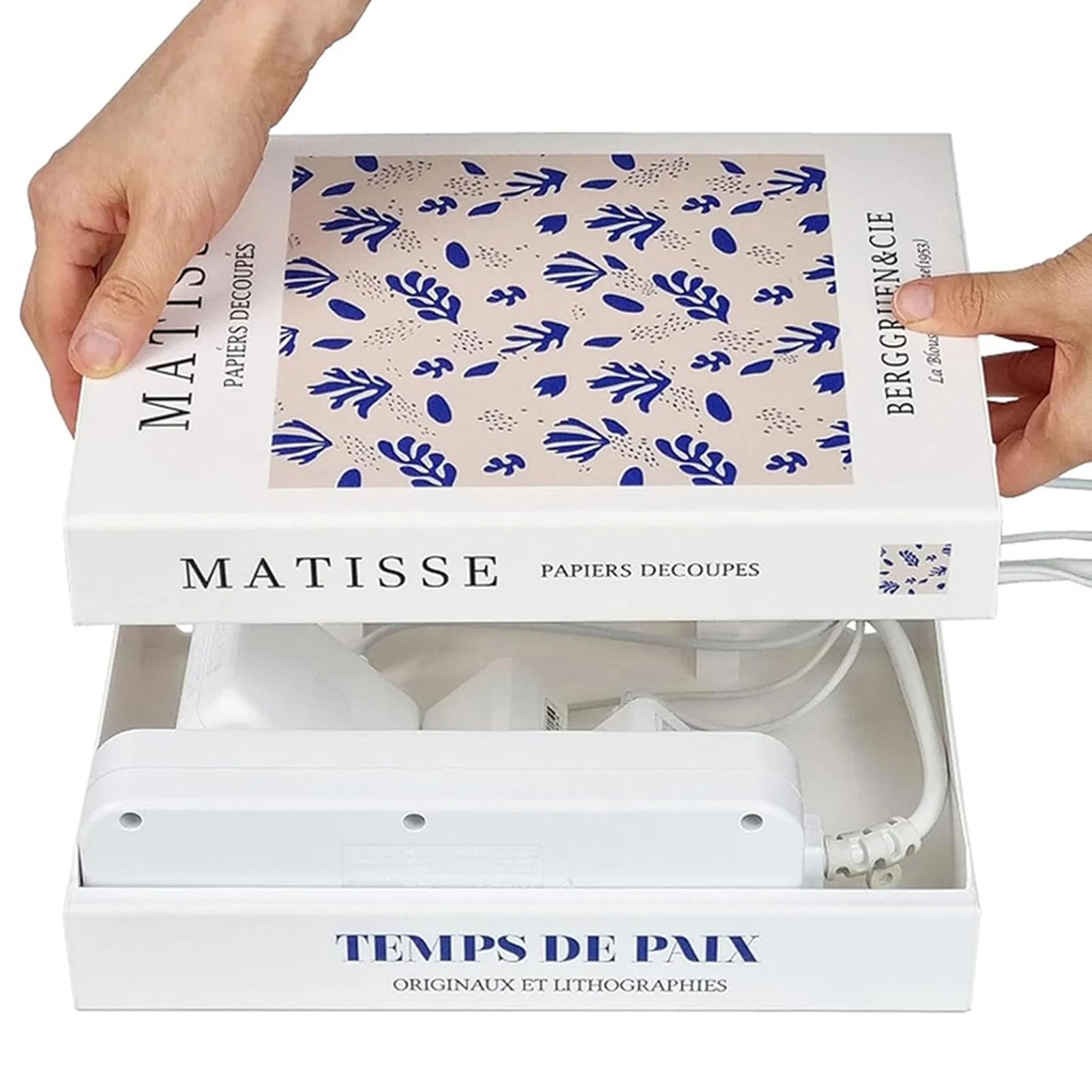 Book-Shaped Cable Management Box | Desk Cord Organiser