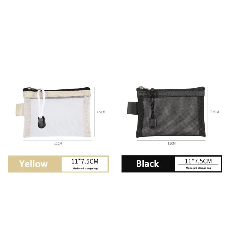 1/2pcs Storage Bags Mesh Cosmetic Bag Wallet Nylon Small Coin Purse Mini Zipper Pouch Mesh Storage Bags ID Credit Card Holder Oasis Select 2pcs mix 1