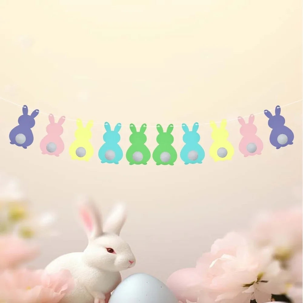 Easter Hanging Bunny Spiral Decor Set | Colorful Paper Garland