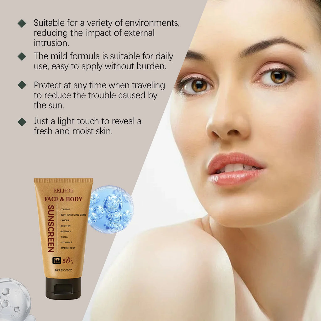 EELHOE Cow Fat Protective Cream Outdoor UV Protection Mild and Refreshing Texture Skin Barrier Moisturizing Isolation Cream Oasis Select